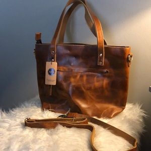 MH 100% genuine leather handmade tote bag. New with tags